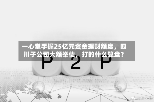 一心堂手握25亿元资金理财额度	，四川子公司大额举债，打的什么算盘？-第2张图片