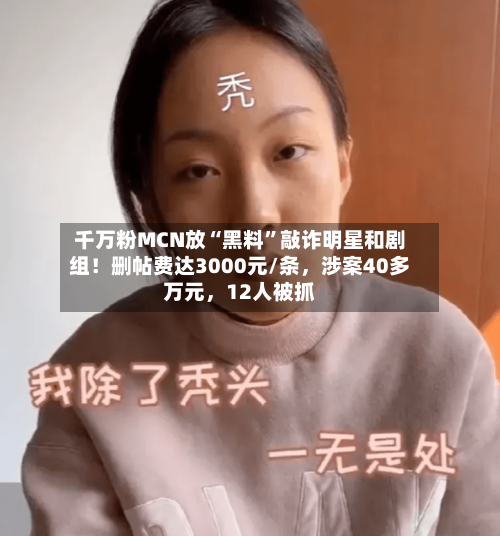 千万粉MCN放“黑料”敲诈明星和剧组！删帖费达3000元/条，涉案40多万元	，12人被抓-第2张图片