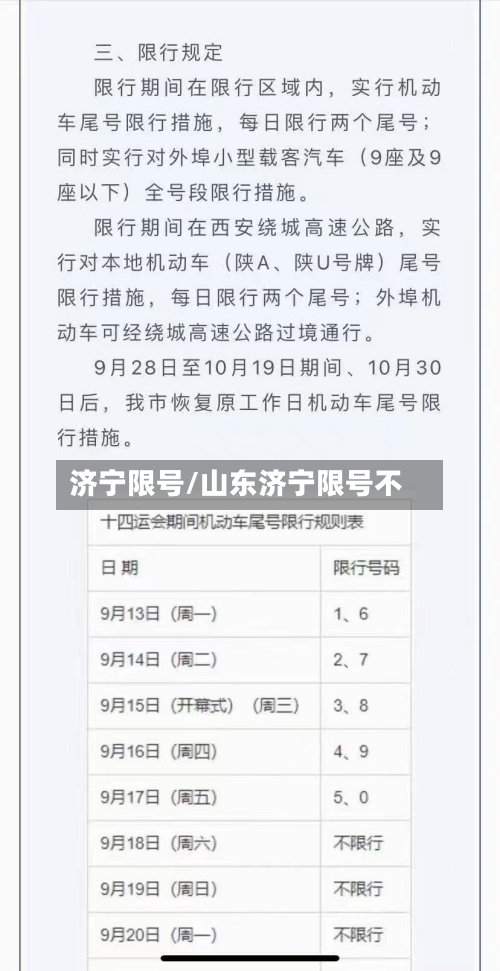 济宁限号/山东济宁限号不