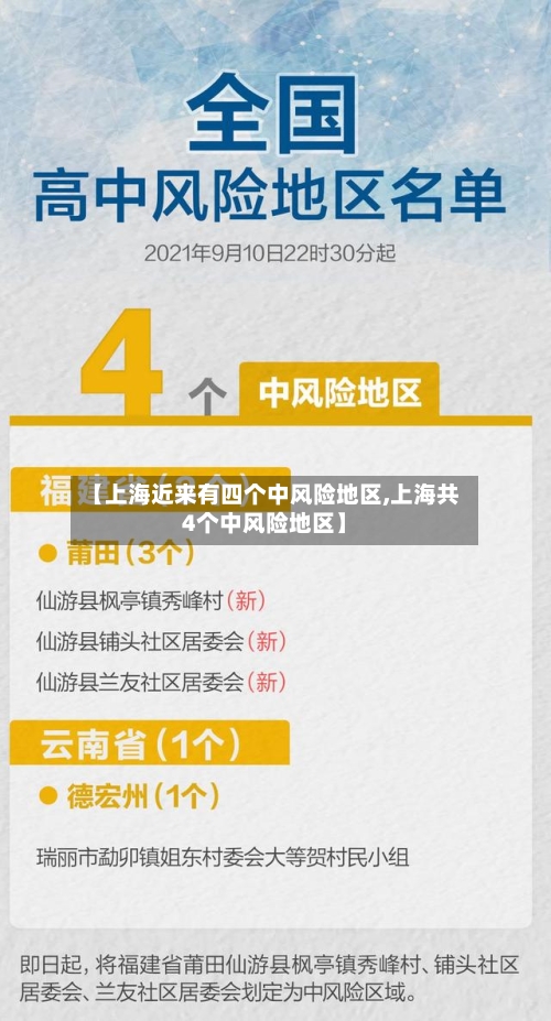【上海近来有四个中风险地区,上海共4个中风险地区】