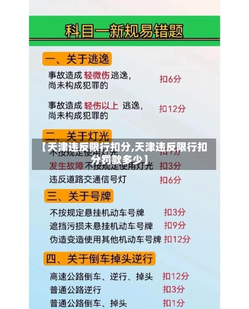 【天津违反限行扣分,天津违反限行扣分罚款多少】