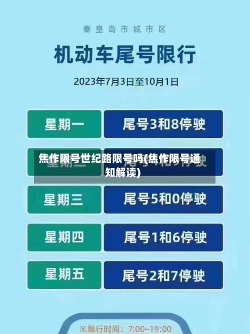 焦作限号世纪路限号吗(焦作限号通知解读)